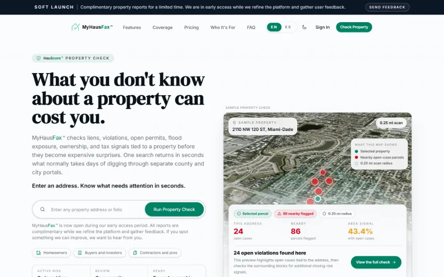 The MyHausFax home page