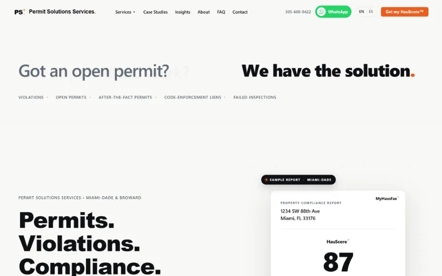 The Permit Solutions Services home page