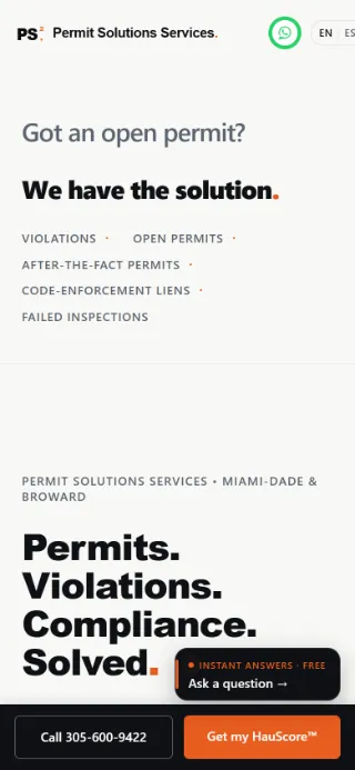 The same page on a phone